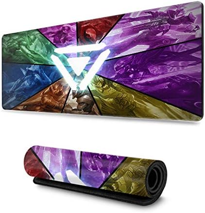 Large Gaming Mouse Pad League of Legends Thick Large (35.5×15.7 Inch) Waterproof Keyboard Pad with Stitched Edges Premium-Textured, (Ahri, Jinx, Garen, Caitlyn, Ezrealreal)