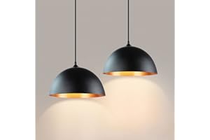 DINGLILIGHTING DLLT Industrial Pendant Light Fixture, Farmhouse Decor Adjustable Metal Hanging Lamp, Vintage Pendant Lighting for Kitchen Restaurant Dining Room Cafe Sink, E26 Base, Black(2 Packs)