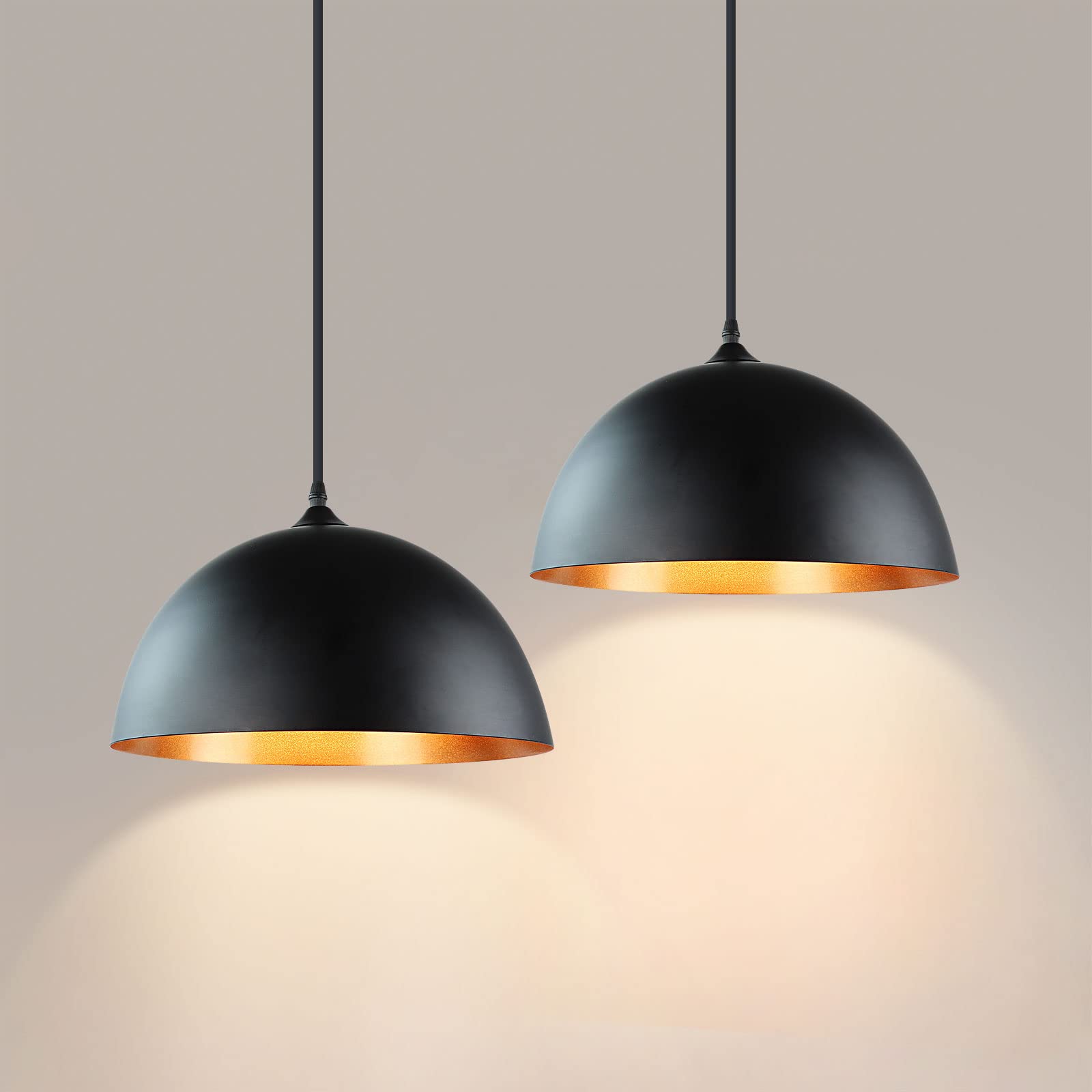 Photo 1 of DLLT Industrial Pendant Light Fixture, Farmhouse Decor Adjustable Metal Hanging Lamp, Vintage Pendant Lighting for Kitchen Restaurant Dining Room Cafe Sink, E26 Base, Black(2 Packs)