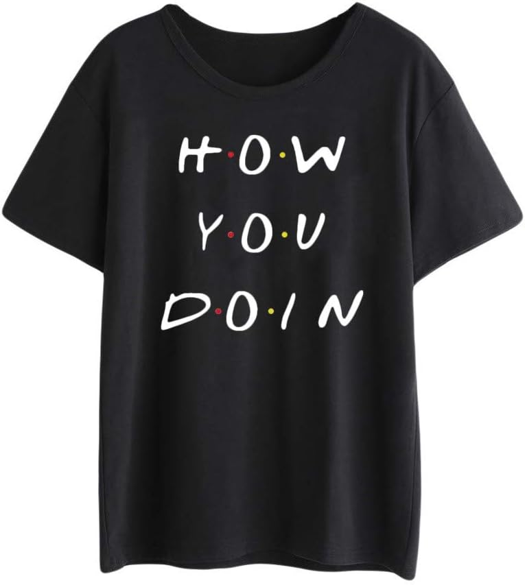 CUTUDE Women T Shirts Casual Letter Short Sleeve Summer Print O-Neck Tee Blouse Tops Ladies Fashion