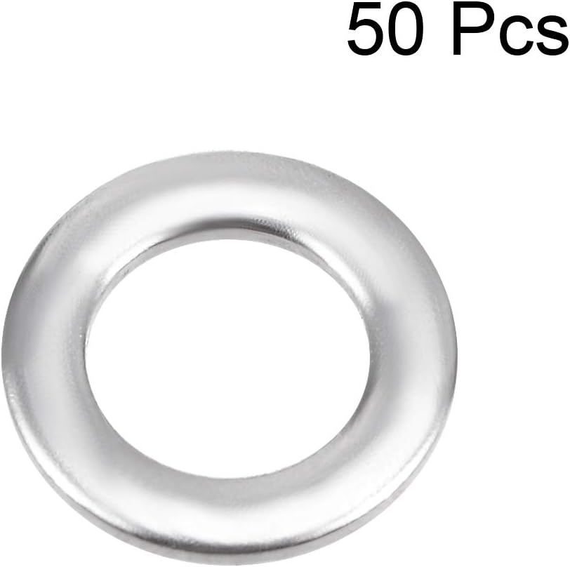 sourcing map 50 Pcs 4mm x 7mm x 0.8mm 304 Stainless Steel Flat Washer for Screw Bolt, Silver Tone, 4mmx7mmx0.8mm - Image 3