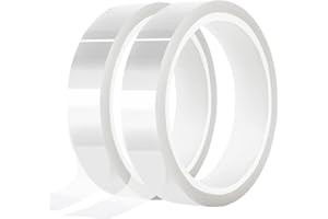 MEBMIK 2 Rolls 20mm x33m(108ft) Clear Heat Tape,Transparent High Temperature Heat Resistant Tape,Heat Transfer Tape for Heat Press and Sublimation,Heat Transfer Vinyl,No Residue