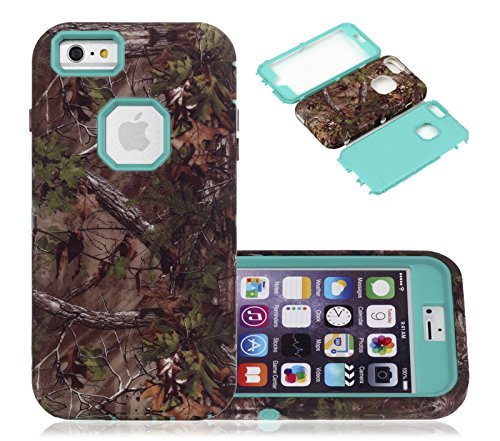 iphone 6s Plus Case, CexCob [High Impact Hybrid Shockproof Durable] Camo 3 in 1 Combination Tough Rugged Heavy Duty Armor Combo Back Cover for Apple iphone 6s Plus / 6 Plus, Mint