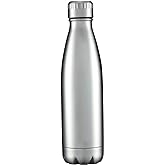 HASLE OUTFITTERS 17oz Stainless Steel Water Bottles, Vacuum Insulated Water Bottles Double Walled Reusable Metal Sports Water Bottles Keep Drinks Hot and Cold, Stainless, 1Pack