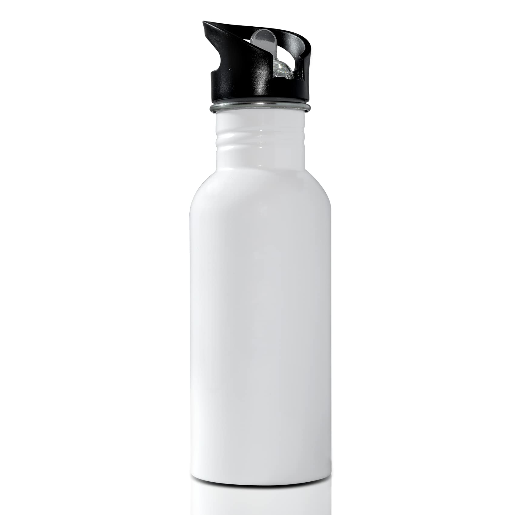 MR.R 20oz Sublimation Blanks White Stainless Steel Water Bottles, Travel Bottle with Straw Top Lid for Sports,600ml
