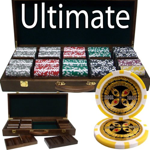 500 Ct Ultimate 14 Gram Poker Chip Set w/ Walnut Wooden Case