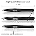 AMTOK Eyebrows Tweezers Kit Professional Plucking Tools Kit Stainless Steel,Flat,Slant and Pointed Tip Tweezers (Black)