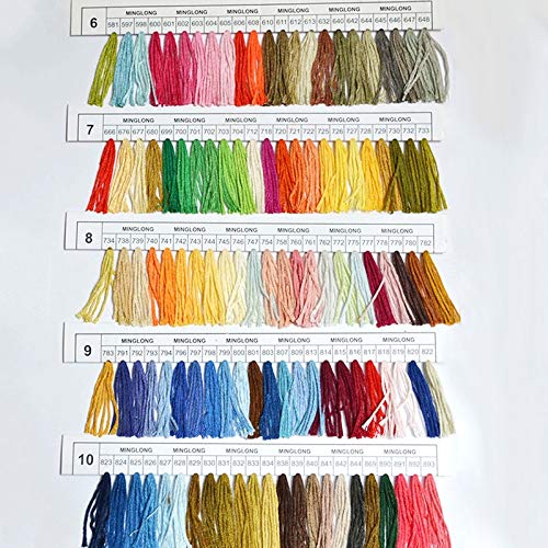 Zamtac Cross Stitch Floss Polyester Embroidery DIY Handmade Thread Sewing Art Craft Tools Accessories for Home Textile Gift 447 Colors