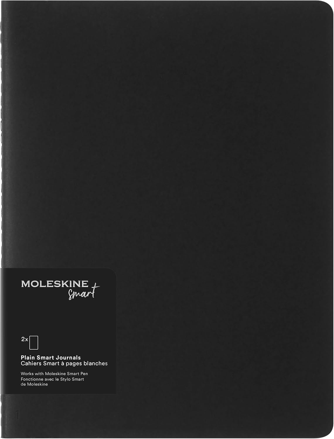 Moleskine Smart Cahier Journals Set of 2 Digital Cahiers With Blank Pages, Compatible With Pen+, Cardboard Cover, Extra Large Format 19 x 25 cm, Black, 120 Pages