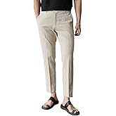 GINGTTO Linen Pants Men Slim Fit Elastic Waistband Lightweight Summer Beach Fashion Casual Pant