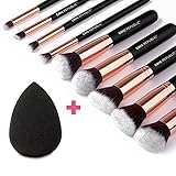 CHIC REPUBLIC 10 Piece Kabuki Contouring Makeup Brush Set with Beauty Sponge Blender, Rose Gold