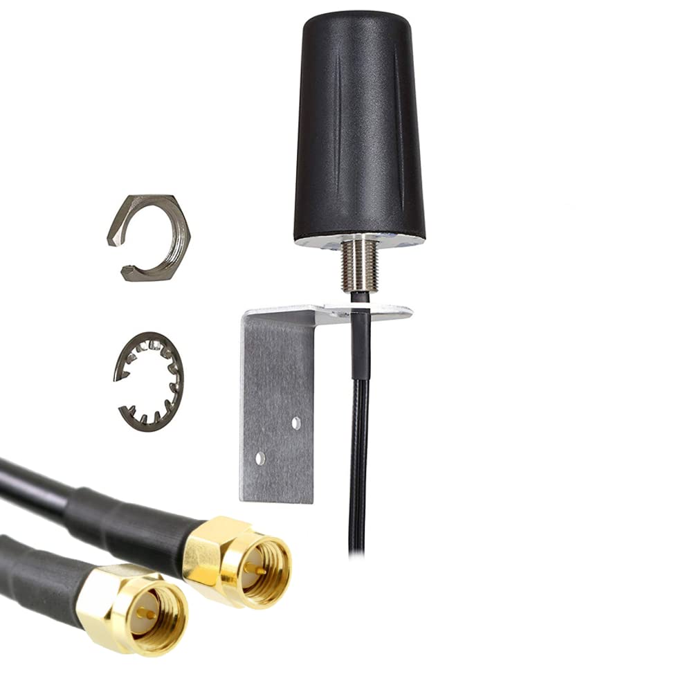 Dual Input 4G/5G Rugged Antenna with 3 Meter LMR100 Cables & SMA Male Connectors. Indoor or Outdoor 2x2 Heavy Duty LTE Aerial. O2 Vodafone EE Three (Antenna & Bracket)