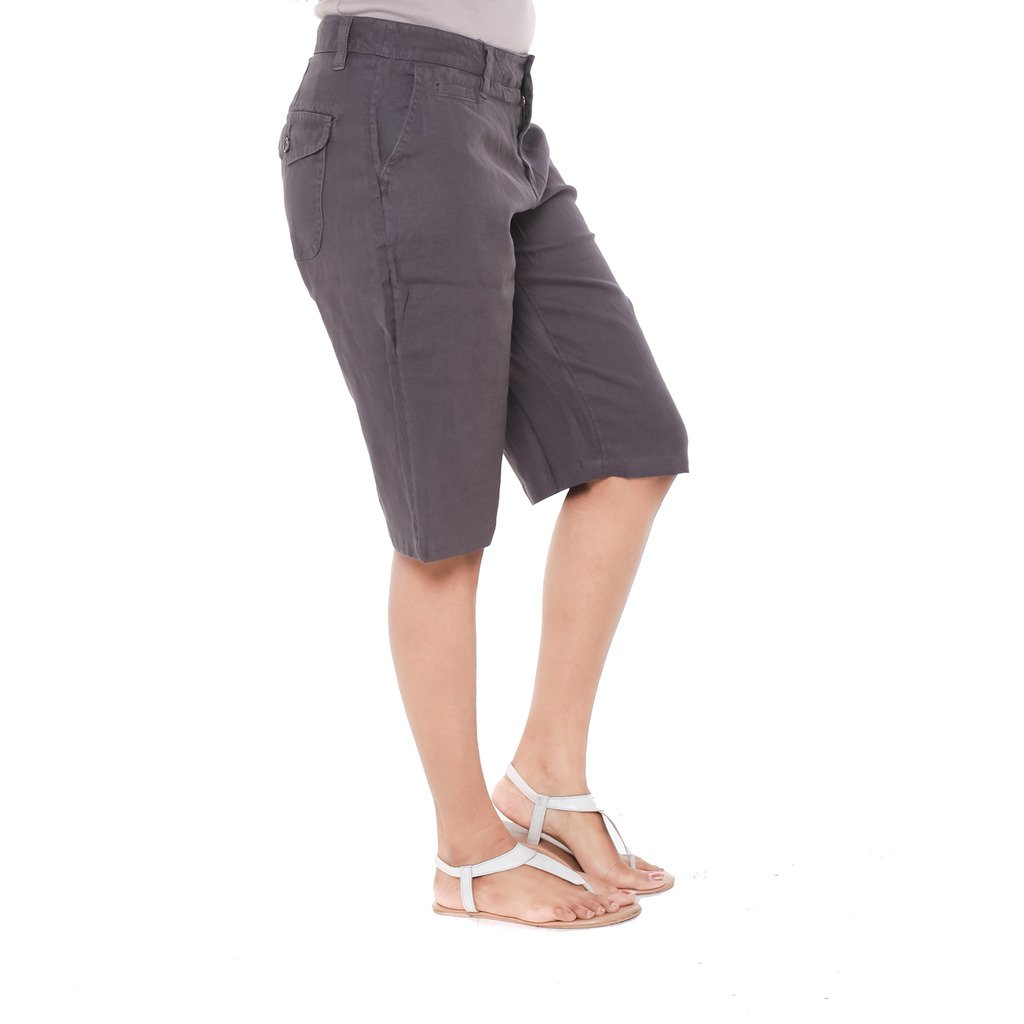 twist women's regular linen shorts (coffee brown) with contrast & free shipping