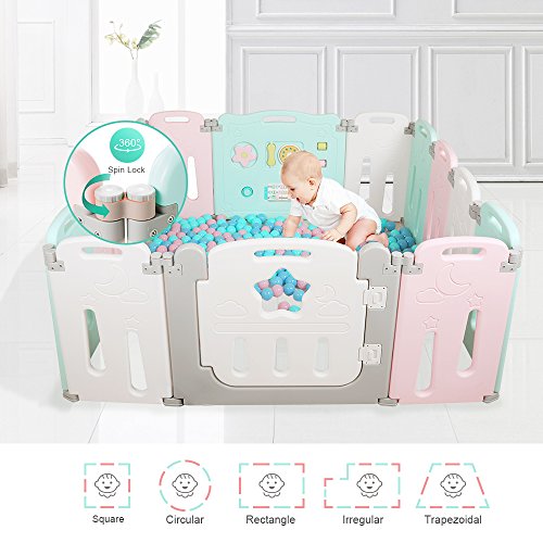 image for  i-BeBe Foldable Baby Playpen 14 Panel Kids Activity Center Toddler P