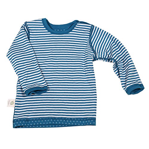 Leela Cotton Baby Kinder Bio-Baumwolle Reversibel Langarmshirt, Größe 50/56, Blau/Weiß