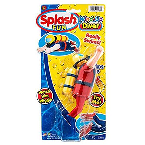 7" Large Splash Fun Wind Up Scuba Diver Bathtub Pool Swimmer Toy Floats and Swims in Water with 2 GosuToys Stickers