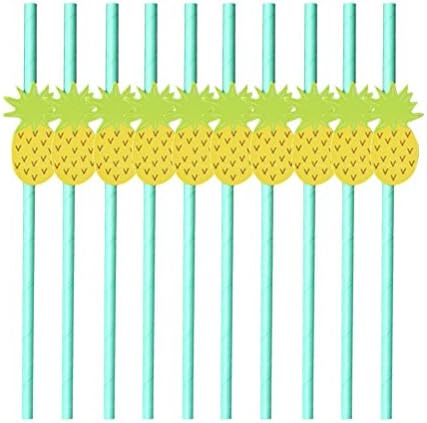 10 Pcs Pineapple Hawaiian Party Paper Drinking Straws Party Like A Pineapple Decorative Straws