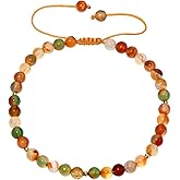 Jewever 6mm Reiki Semi-Precious Gemstones and Crystals Beaded Anklet Spiritual Energy Ankle Bracelets for Women