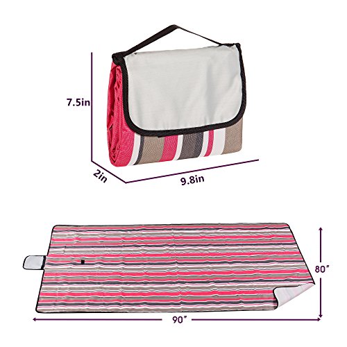 chuanyuekeji Outdoor & Picnic Blanket Extra Large but Portable Sand Proof and Waterproof Foldable Beach Mat for Camping Hiking Festivals 80" 60“ Red