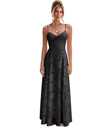 Lace Floral Jacquard Bridesmaid Dresses, Elegant Corset Spaghetti Strap Backless Maxi A Line Fomal Evening Gownf or Women (Apricot,X-Small) : Clothing, Shoes & Jewelry