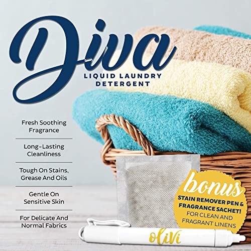 Tyler DIVA Glamorous Wash Laundry Detergent 1 Gallon With Olivi Stain Remover Pen Fresh