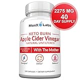 Apple Cider Vinegar Capsules with Mother + Keto BHB - 2275mg of Unfiltered, Pure, Natural, Detox ACV Keto Burn Formula - Fat Burners for Women & Men Potent Weight Loss Pills - Gluten-Free Supplements