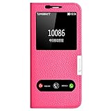 Samsung Galaxy S8 Case Genuine Leather Ultra Thin Samsung Galaxy S8 Cover Flip Case Window View Stand Feature Magnet Closure Phone Case for Samsung Galaxy S8 by Make mate (Rose red)