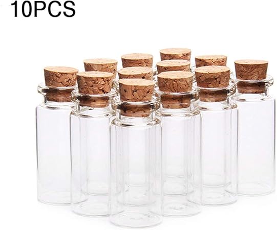 JUMPLAWN 10 Glasfläschchen Mit Korkdeckel - Mini Reagenzgläser Für Deko & Aufbewahrung