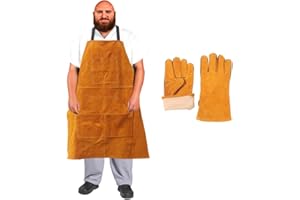 Urby Big and Tall Plus Size Leather Welding Apron For Men Flame Resistant, Overol Para Soldador, Unisex XL XXL Or Plus, W36+