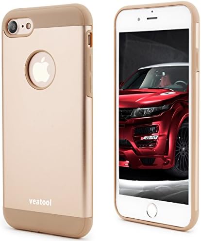 iPhone 7 Case,Veatool [Metal Series] One-Piece Matte Back and TPU Bumper Cushion Cover for iPhone 7(2017)(Gold)