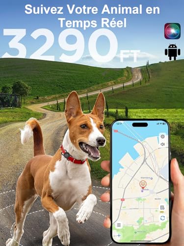 Collier GPS Chat, GPS Chien avec Suivi de Localisation en Temps Réel, Mini Traceur Chat, Traceur Chien sans Abonnement, Compatible iOS/Android, Longue Autonomie, Peut être Porté avec Un Collier, Noir