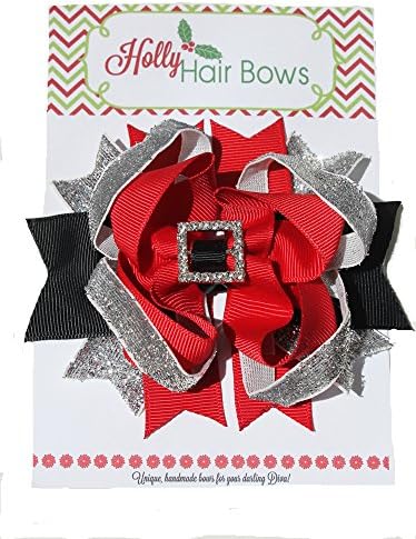 Holly Boutique Christmas Hair Bow /Christmas Hair Clip set for babies and girls (Santa's Coming to Town)