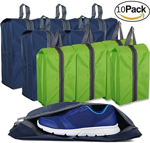 10Pcs Waterproof Shoe Bags for Travel Zipper Storage Gym Bag Nylon for Men Women