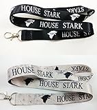 2 House Stark Lanyard/keychains with clip for keys or id badges. Perfect for all Game of Thrones fans and House Stark fans