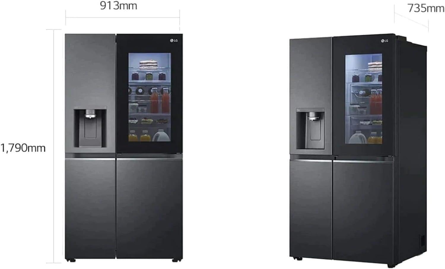 LG Electronics GSXV90MCDE Side-by-Side mit InstaView Door-in-Door | Craft Ice | EIS-, Crushed - und Wasserspender | 635 Liter Kapazität | Festwasseranschluss | Schwarz 4