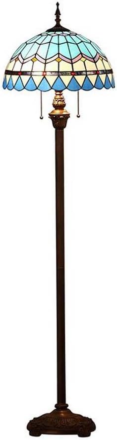 GJX Modern Simple Tiffany-Style Floor Lamp Blue Mediterranean LED Resin Standard Floor Lamp Stained Glass Iron Table Lamp ， E27 (Bulbs Not Included)