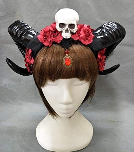 Amazon Co Jp ハロウィンヘアアクセサリー ファッションアクセサリー パーティー用品 パーティーグッズ ハロウィンパーティー コスプレ用ホーンカチューシャゴシック悪魔花ホーンヘッドピース ヘッドバンド冠 Color Without Veil ホーム キッチン