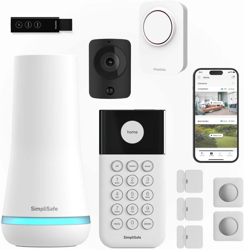 SimpliSafe 10 Piece Wireless Home Alarm System with Motion Sensor HD Camera