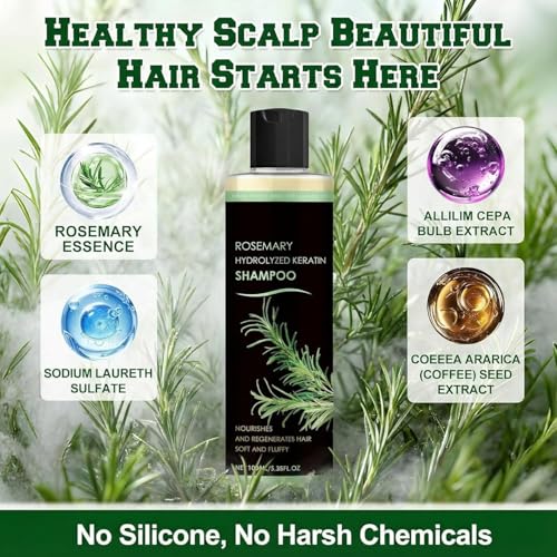 Champú De Romero Para El Crecimiento Del Cabello, 100ml Champú Orgánico De Romero Para La Caída Del Cabello, Fortalecedor Y Nutritivo Con Queratina Hidrolizada Para Hombres Y Mujeres