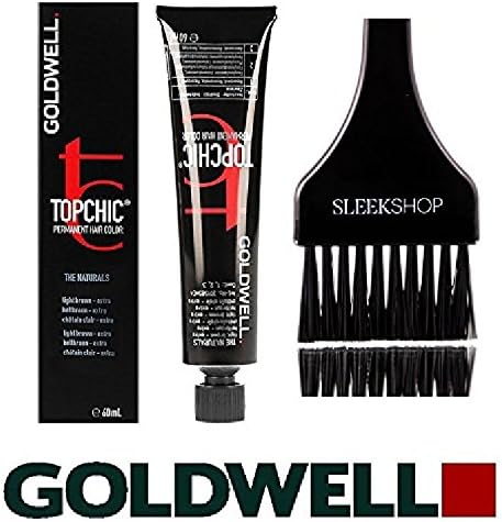 Goldwell Topchic Permanent Hair Color, 2.1 oz tube (with Sleek Tint Color Brush) (5MB Dark Jade Brown)