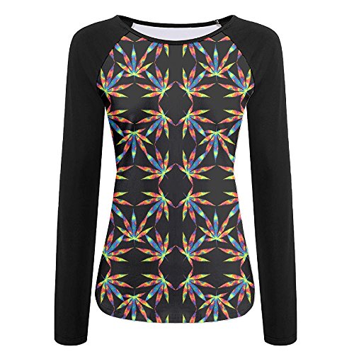 BBlocks Tie Dye Pot Leaf Weeds Women's Printing Raglan Long Sleeve Tops Sweatshirt T-Shirt S