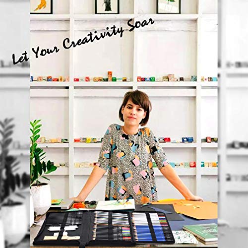 LadyRosian 71PCS Drawing Pencils Set, Portable Professional Sketch Kit, Graphite Charcoal Pencils Erasers Sketch Book Set Art Supplies for Kids, Adults and Artists