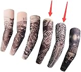 NINVVS 8pk Fake Tattoo Arm Sleeves Sunscreen Elastic Cool Body Art Red Festival view 3