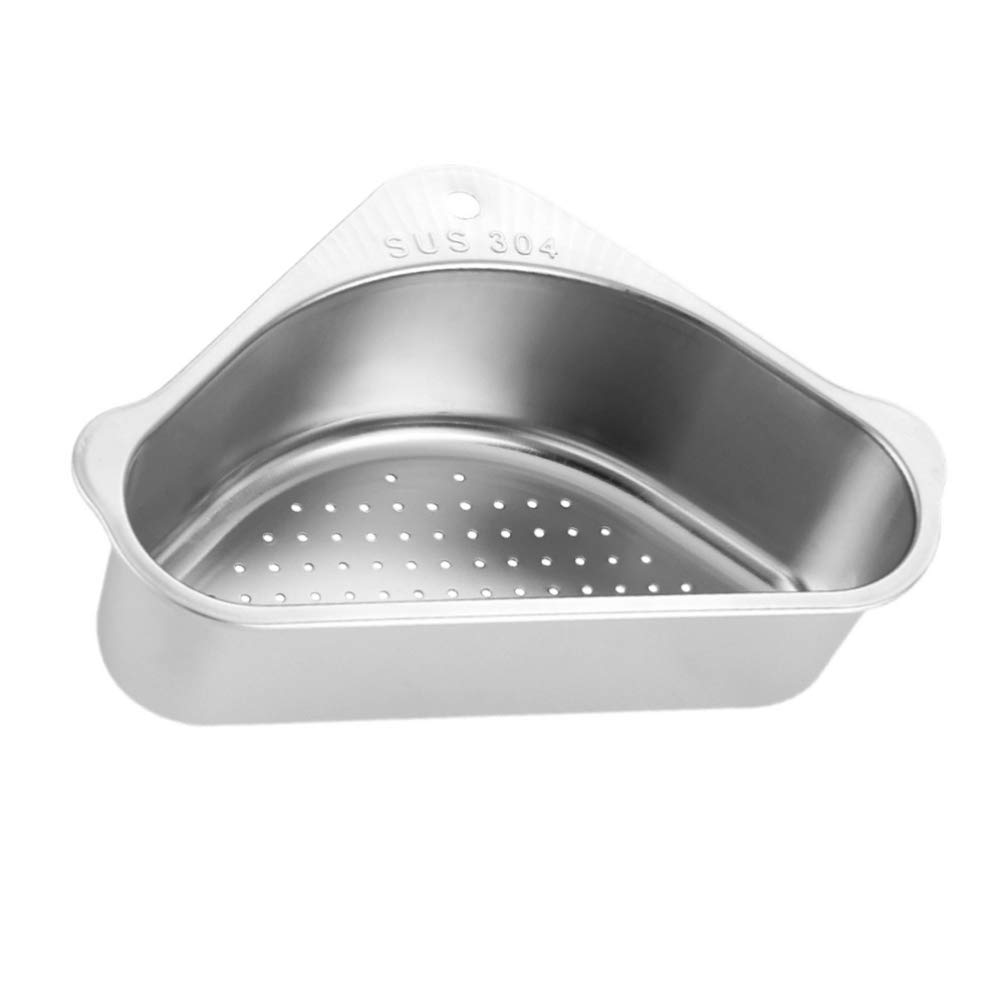 DOITOOL Kitchen Sink Drain Basket Stainless Steel Triangular Storage Rack Sink Strainer Basket for Efficient Food Draining and Organizing