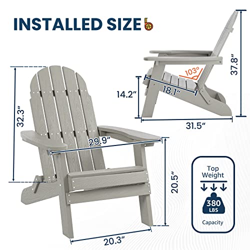SERWALL Folding Adirondack Chair All Weather Outdoor Adirondack Chairs