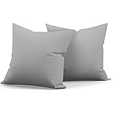Metliv 2 Pack Outdoor Decorative Pillow Covers Waterproof for Patio Garden Porch Poolside Sofa Chair Cushions, 18x18 Inch, Gray