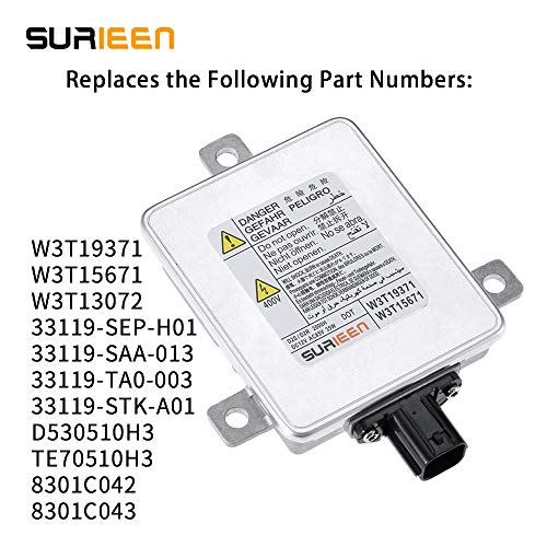SURIEEN W3T19371 Xenon HID Ballast Headlight Control Unit Assembly Module Replaces W3T15671 W3T13072 Fit for 2006-2014 Acura 2004-2014 Honda 2007-2014 Mazda 2007-2012 Mitsubishi & More