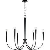 Capital Lighting 445961MB Holden Modern Round Candle Chandelier, 6-Light 360 Total Watts, 31" H x 33" W, Matte Black