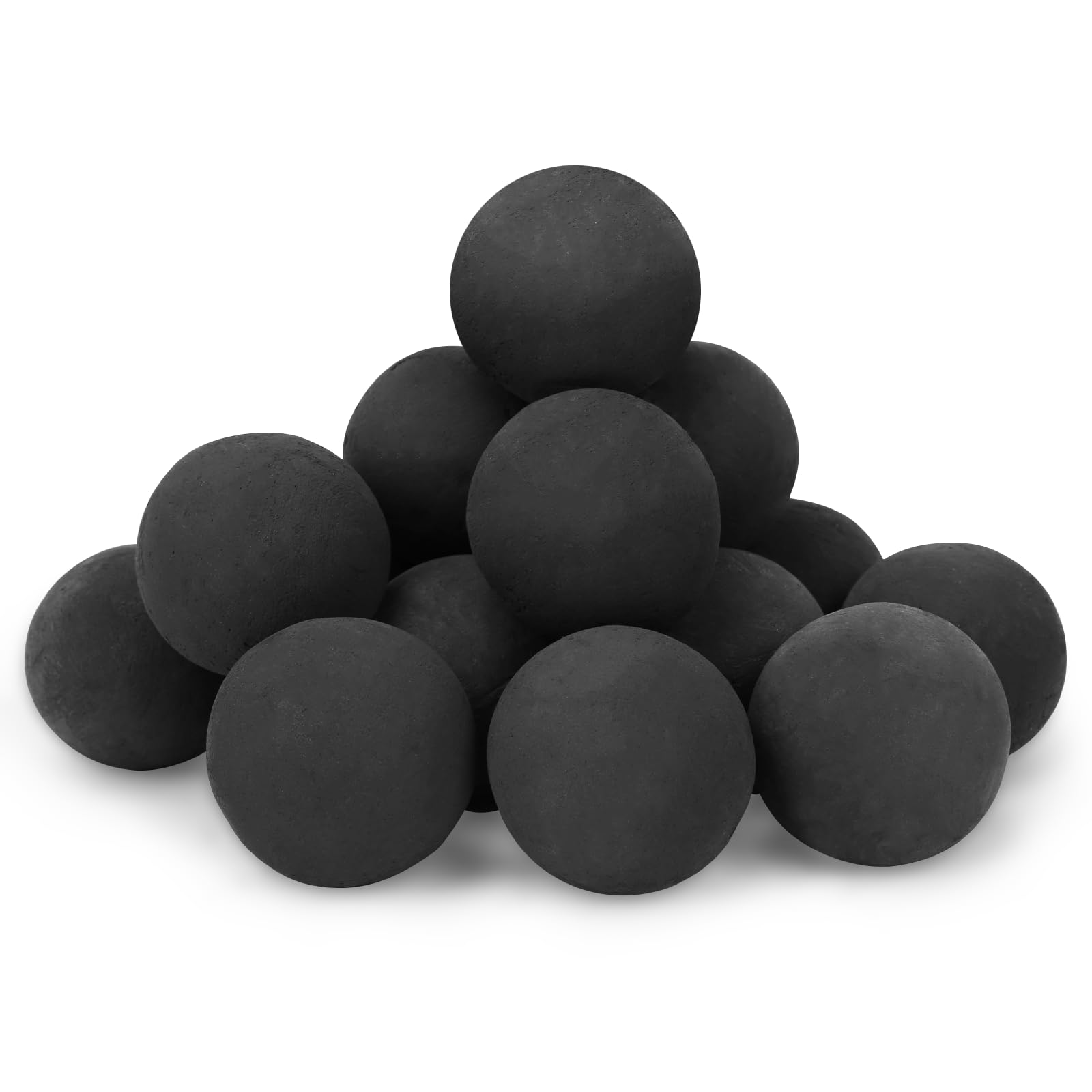 Photo 1 of * ONE BROKEN * Ceramic Fire Balls, 3 Inch Set of 15 Fire Stones for Indoor & Outdoor Fire Pits or Gas Fireplaces, Reusable Decorative Landscaping and Fireplaces Accessories, Black
