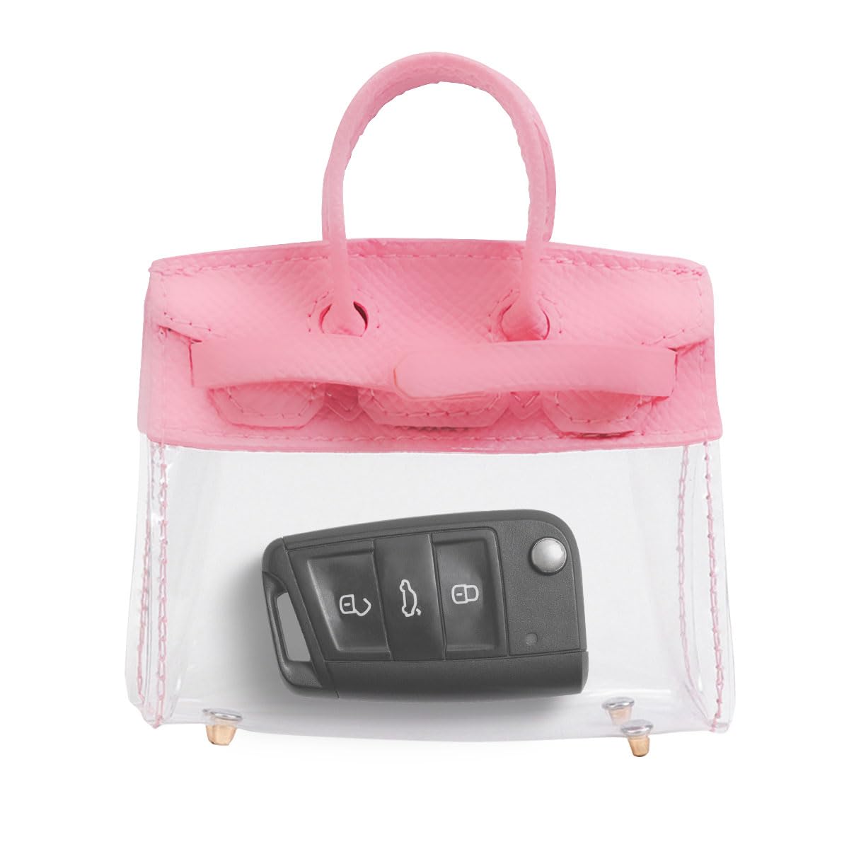 Photo 1 of smilfuy Mini Creative Car Key Case, Small Transparent Handbag Key Holder Wallet, Keychain Bag Car Key Fob Case Cute Present for Woman Girl (Pink)